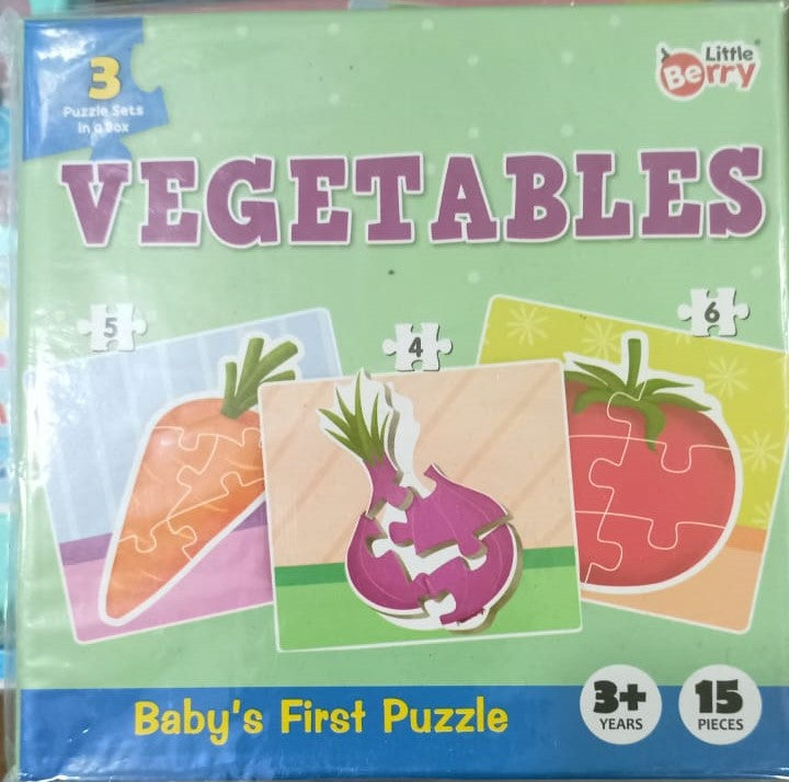 Little Berry Baby First Puzzle Game: Animal, Fruit & Vegetable | Combo of 6 Cardboard Puzzles with 15Pcs Each | Montessori Educational Toys for 2 3 4 Year Old Boys & Girls | Early Puzzle Set for Kids