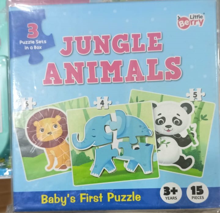 Little Berry Baby First Puzzle Game: Animal, Fruit & Vegetable | Combo of 6 Cardboard Puzzles with 15Pcs Each | Montessori Educational Toys for 2 3 4 Year Old Boys & Girls | Early Puzzle Set for Kids